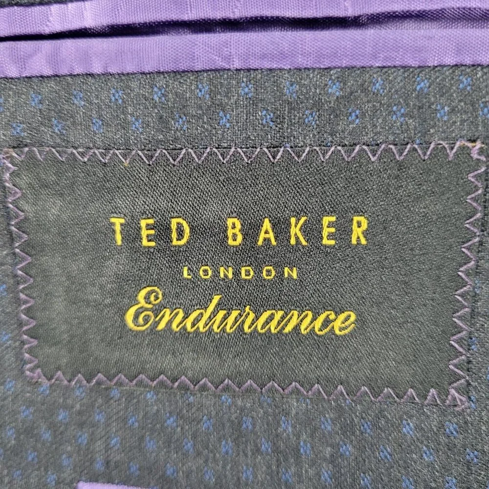 Ted Baker London Endurance Black Blue Wool Jay CT 2 Button Blazer Sport Coat 38R